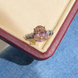 925 Silver Gold Plated Four Prong Oval Pink Morganite Solitaire Ring - floysun