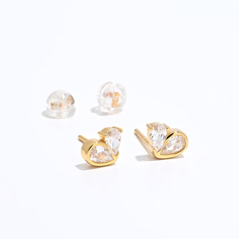 925 Silver Heart Drop Stud Earrings - floysun