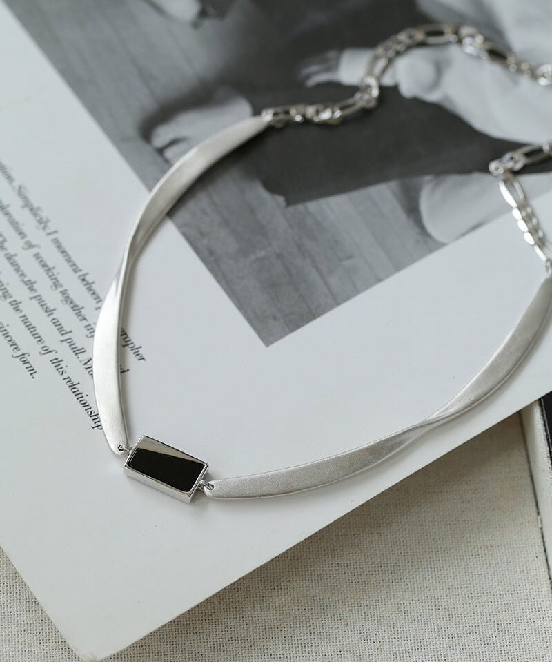 925 Silver Matte Black Red Agate Necklace - floysun