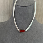 925 Silver Matte Black Red Agate Necklace - floysun