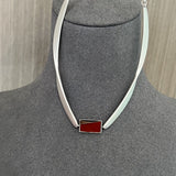 925 Silver Matte Black Red Agate Necklace - floysun