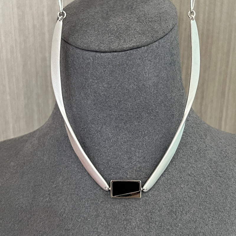 925 Silver Matte Black Red Agate Necklace - floysun