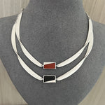 925 Silver Matte Black Red Agate Necklace - floysun