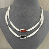 925 Silver Matte Black Red Agate Necklace - floysun