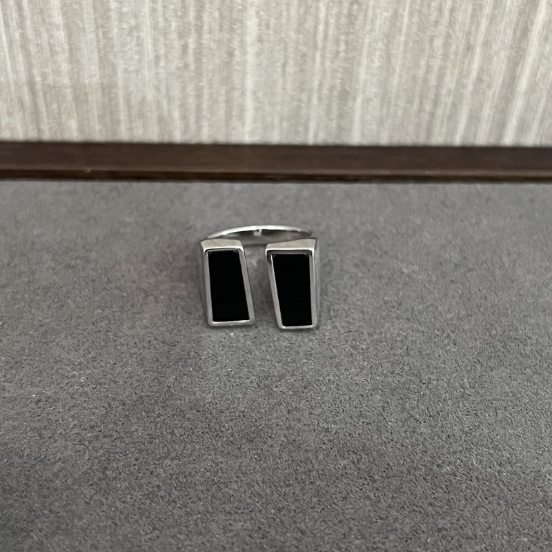 925 Silver Matte Black Red Agate Ring - floysun