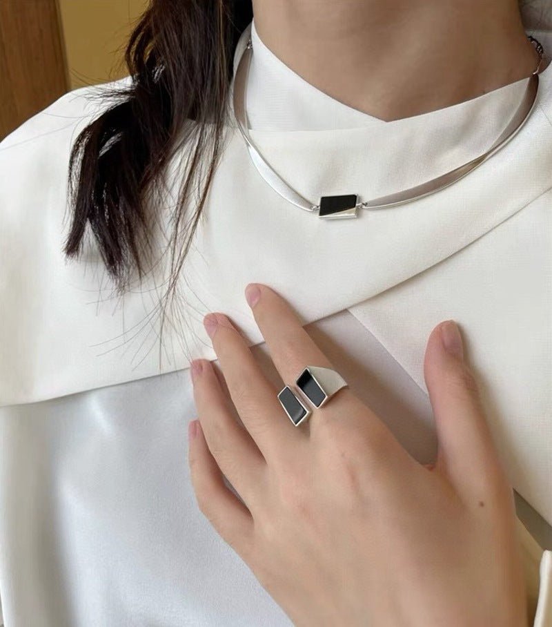 925 Silver Matte Black Red Agate Ring - floysun