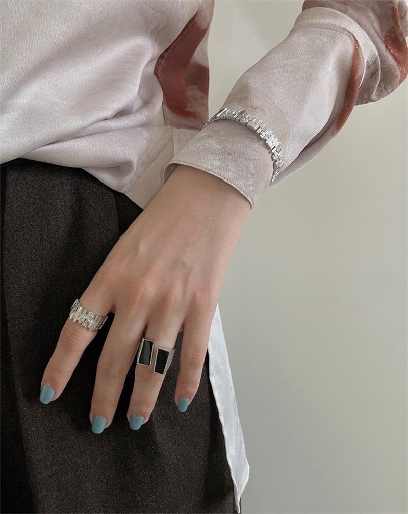 925 Silver Matte Black Red Agate Ring - floysun