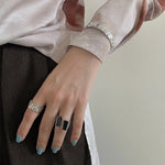 925 Silver Matte Black Red Agate Ring - floysun