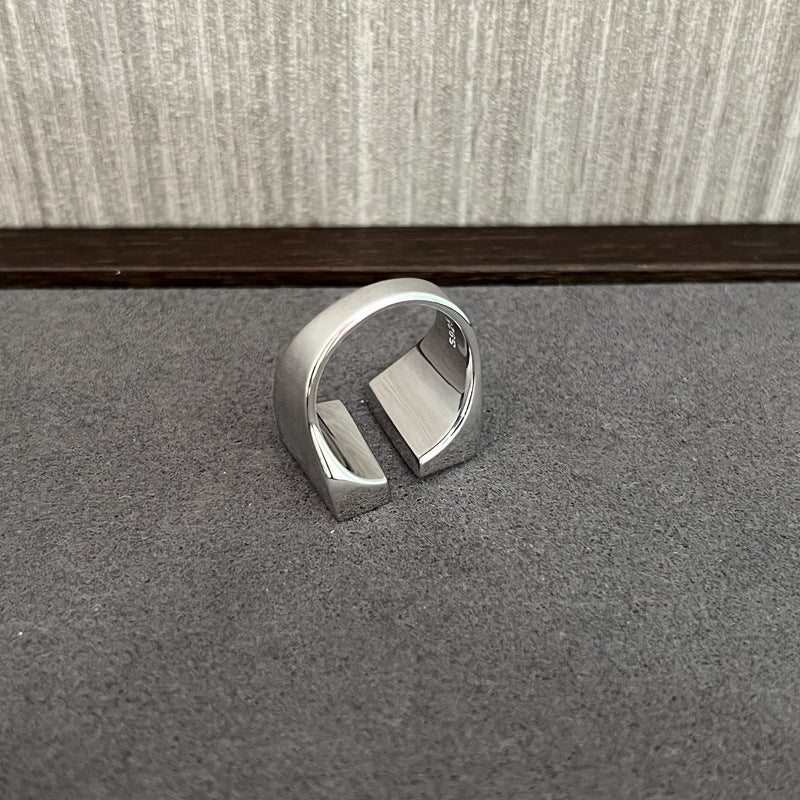 925 Silver Matte Black Red Agate Ring - floysun