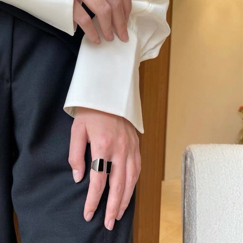 925 Silver Matte Black Red Agate Ring - floysun