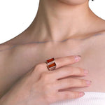 925 Silver Matte Black Red Agate Ring - floysun