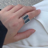 925 Silver Matte Black Red Agate Ring - floysun