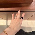 925 Silver Matte Black Red Agate Ring - floysun