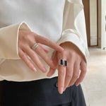 925 Silver Matte Black Red Agate Ring - floysun