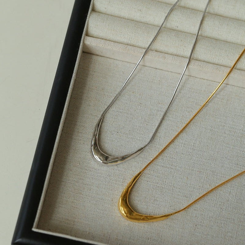 925 Silver Metal Style U - Shape Medium Length Necklace - floysun