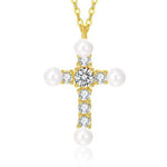 925 Silver Pearl Cross Necklace - floysun