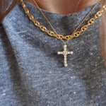 925 Silver Pearl Cubic Zirconia Cross Necklace - floysun