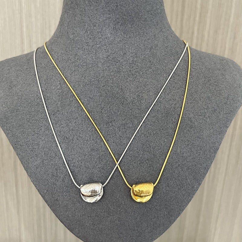 925 Silver Textured Clay Pendant Necklace - floysun