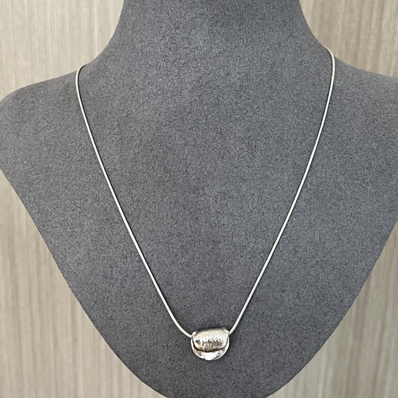 925 Silver Textured Clay Pendant Necklace - floysun