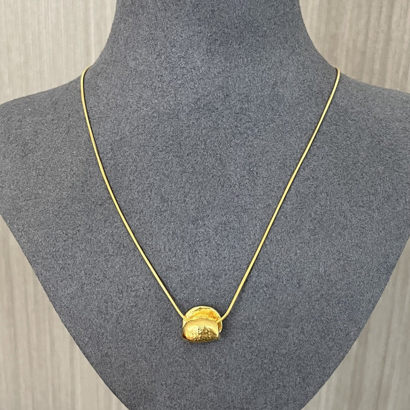 925 Silver Textured Clay Pendant Necklace - floysun