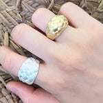 925 Silver Textured Dome Ring - floysun