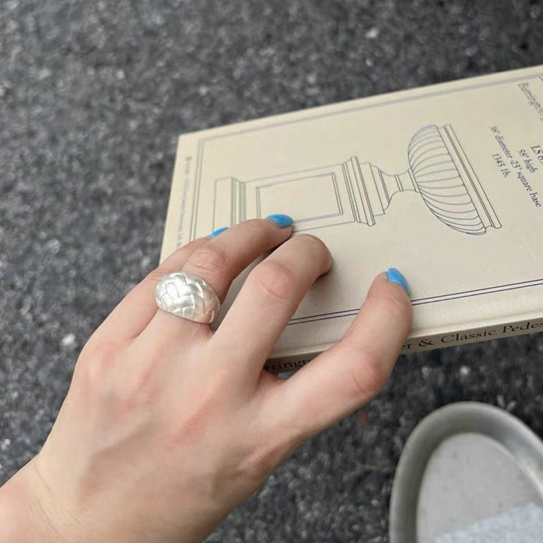 925 Silver Textured Dome Ring - floysun