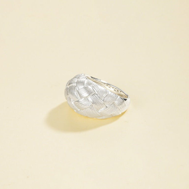 925 Silver Textured Dome Ring - floysun