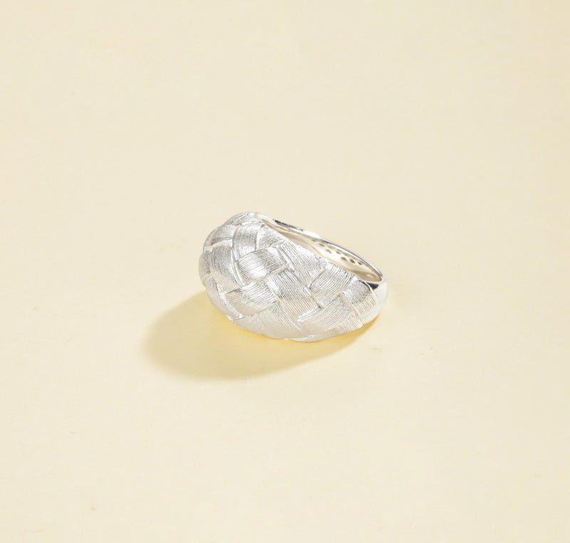 925 Silver Textured Dome Ring - floysun