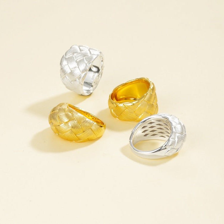 925 Silver Textured Dome Ring - floysun