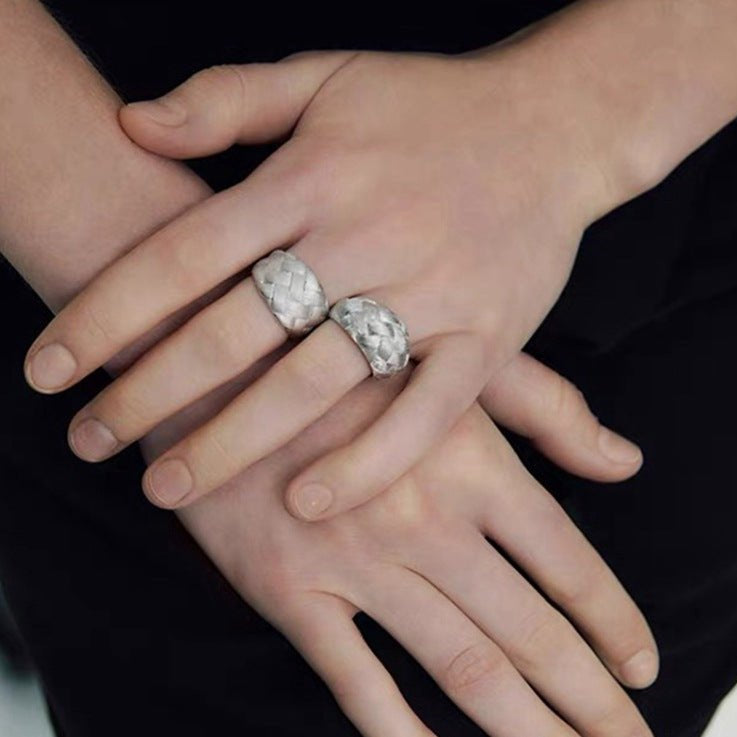 925 Silver Textured Dome Ring - floysun