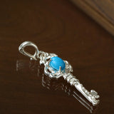 925 Silver Turquoise Key Necklace - floysun