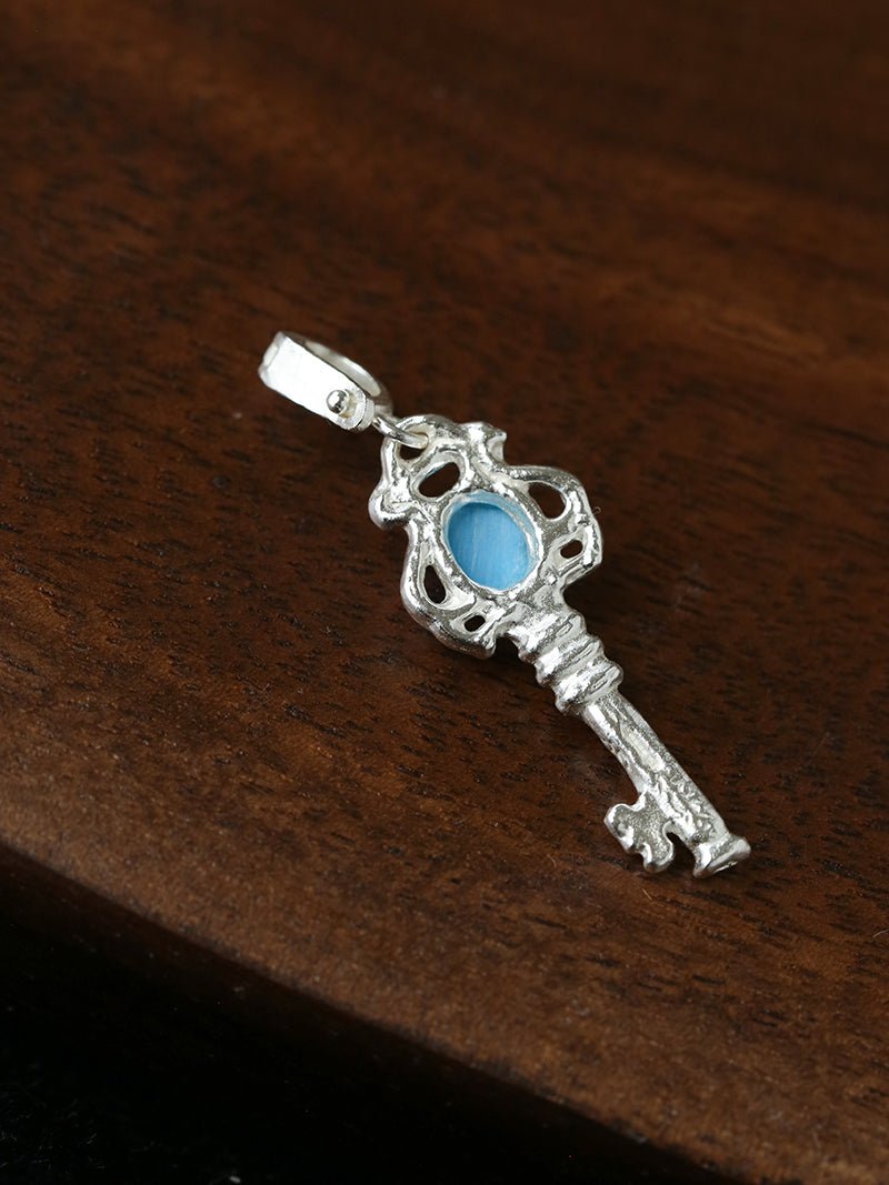 925 Silver Turquoise Key Necklace - floysun