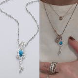925 Silver Turquoise Key Necklace - floysun