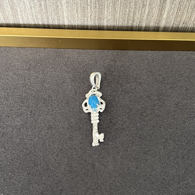 925 Silver Turquoise Key Necklace - floysun