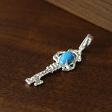 925 Silver Turquoise Key Necklace - floysun
