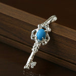 925 Silver Turquoise Key Necklace - floysun