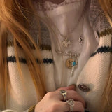 925 Silver Turquoise Key Necklace - floysun