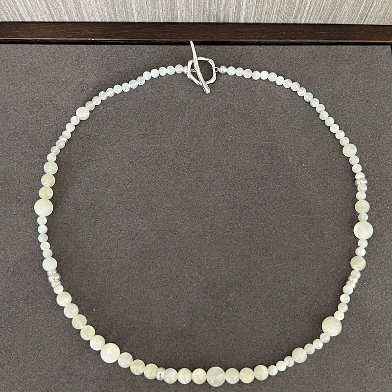 925 Silver White Mother of Pearl Beaded Necklace - floysun