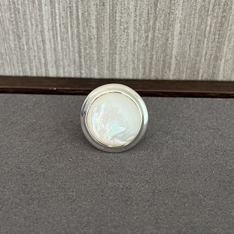 925 Silver White Mother of Pearl Open Ring - floysun