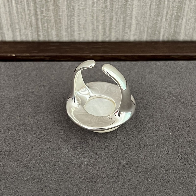 925 Silver White Mother of Pearl Open Ring - floysun