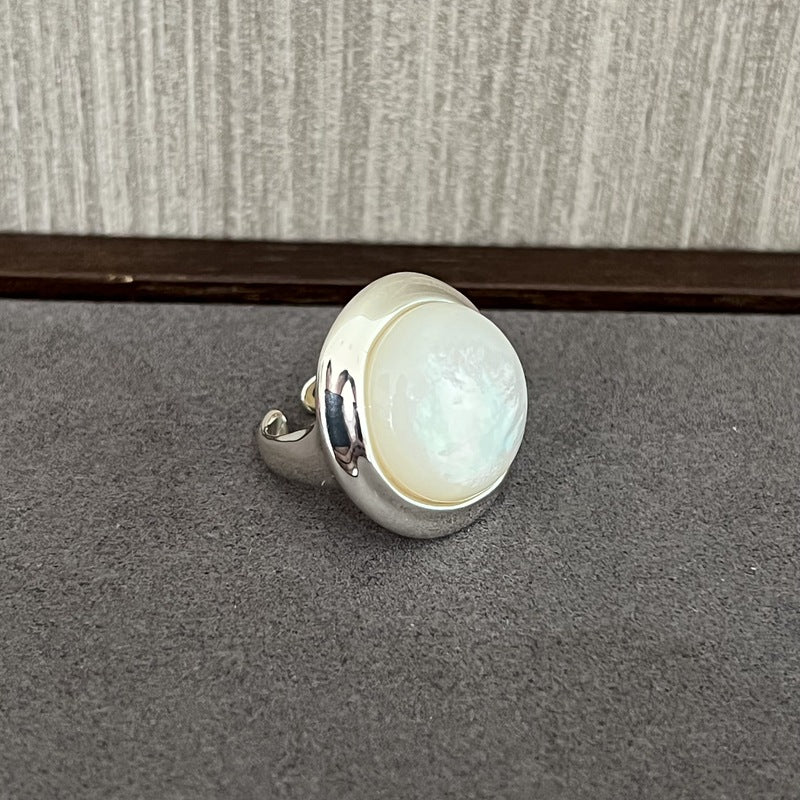 925 Silver White Mother of Pearl Open Ring - floysun