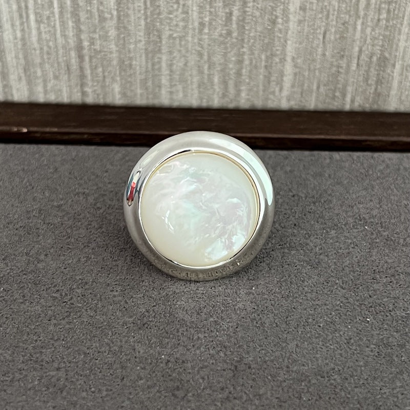 925 Silver White Mother of Pearl Open Ring - floysun