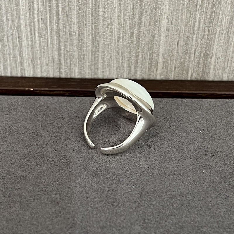 925 Silver White Mother of Pearl Open Ring - floysun