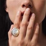 925 Silver White Mother of Pearl Open Ring - floysun