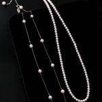 925 Sterling Silver Baby Pearl & Stardust Pearl Necklace Set - floysun