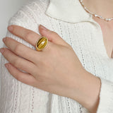 925 Sterling Silver Black Agate Oval Ring - floysun