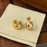 925 Sterling Silver C - Shaped Glossy Earrings - floysun