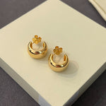 925 Sterling Silver C - Shaped Glossy Earrings - floysun