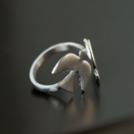 925 Sterling Silver Double Flying Bird Open Ring - floysun