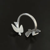 925 Sterling Silver Double Flying Bird Open Ring - floysun